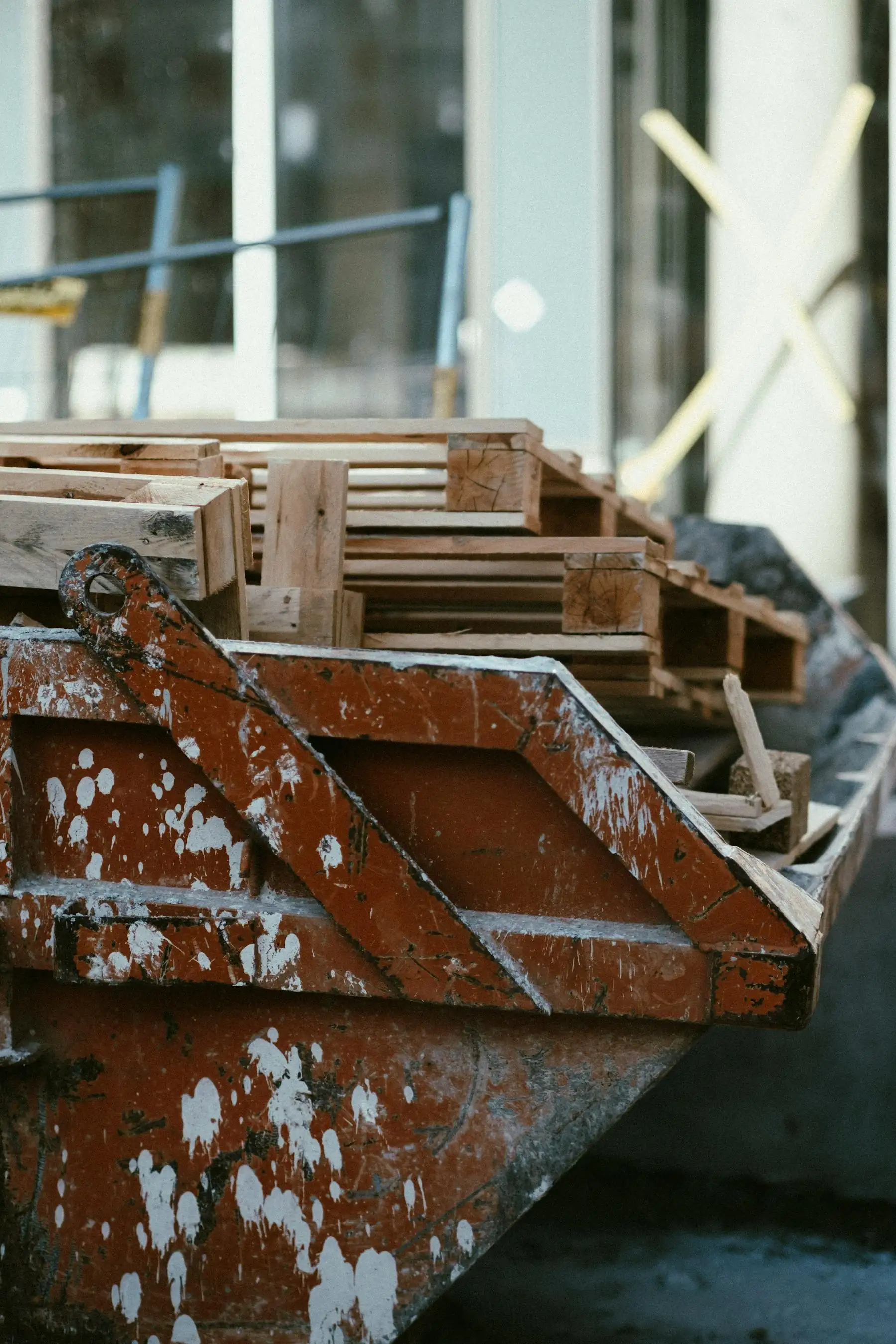 Dump trailer filled with construction scrap